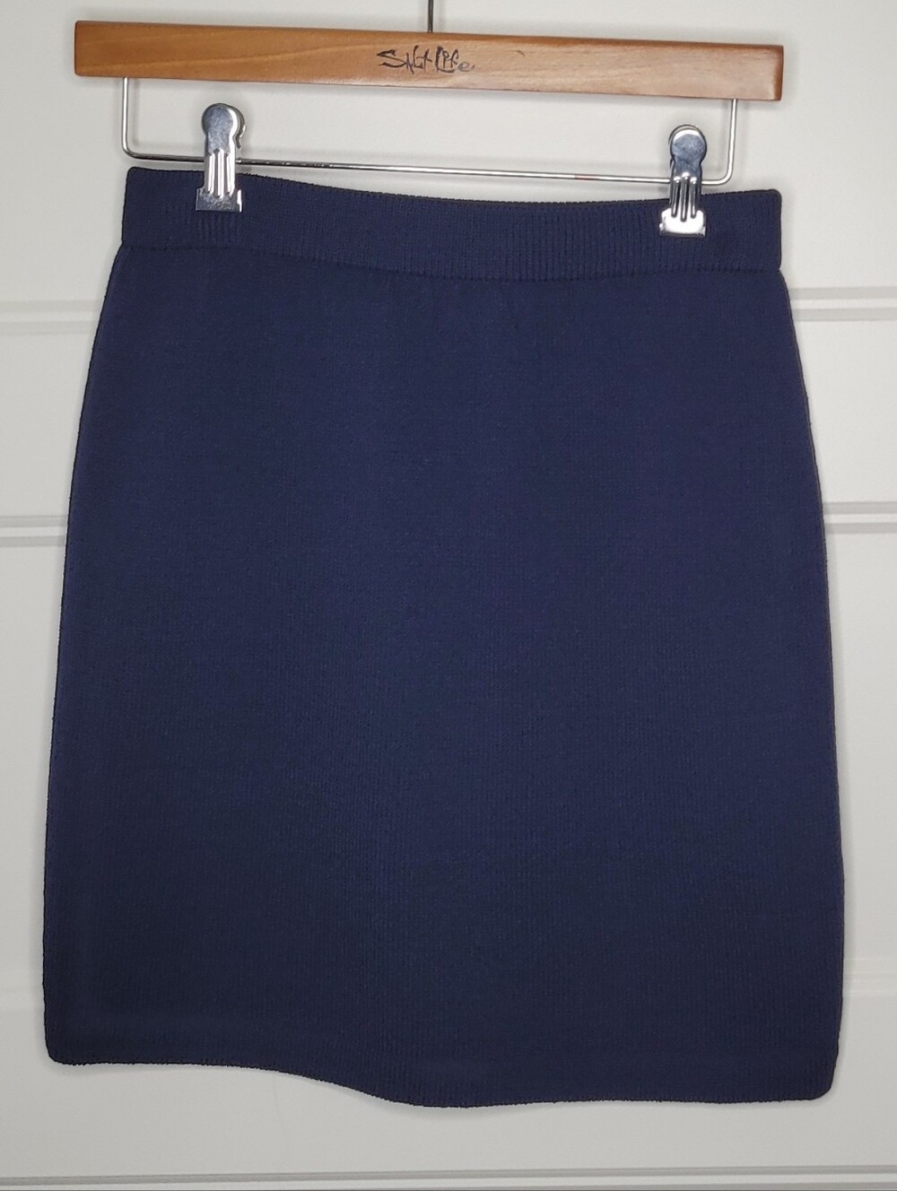 vintage St. John Evening by Marie Gray navy blue knit skirt Size 2
